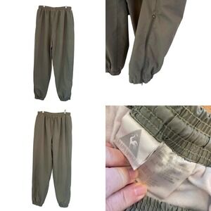 Le Coq Sportif VTG 90 Olive Green Track Pants Women XL Zipper Ankle Lined Jogger